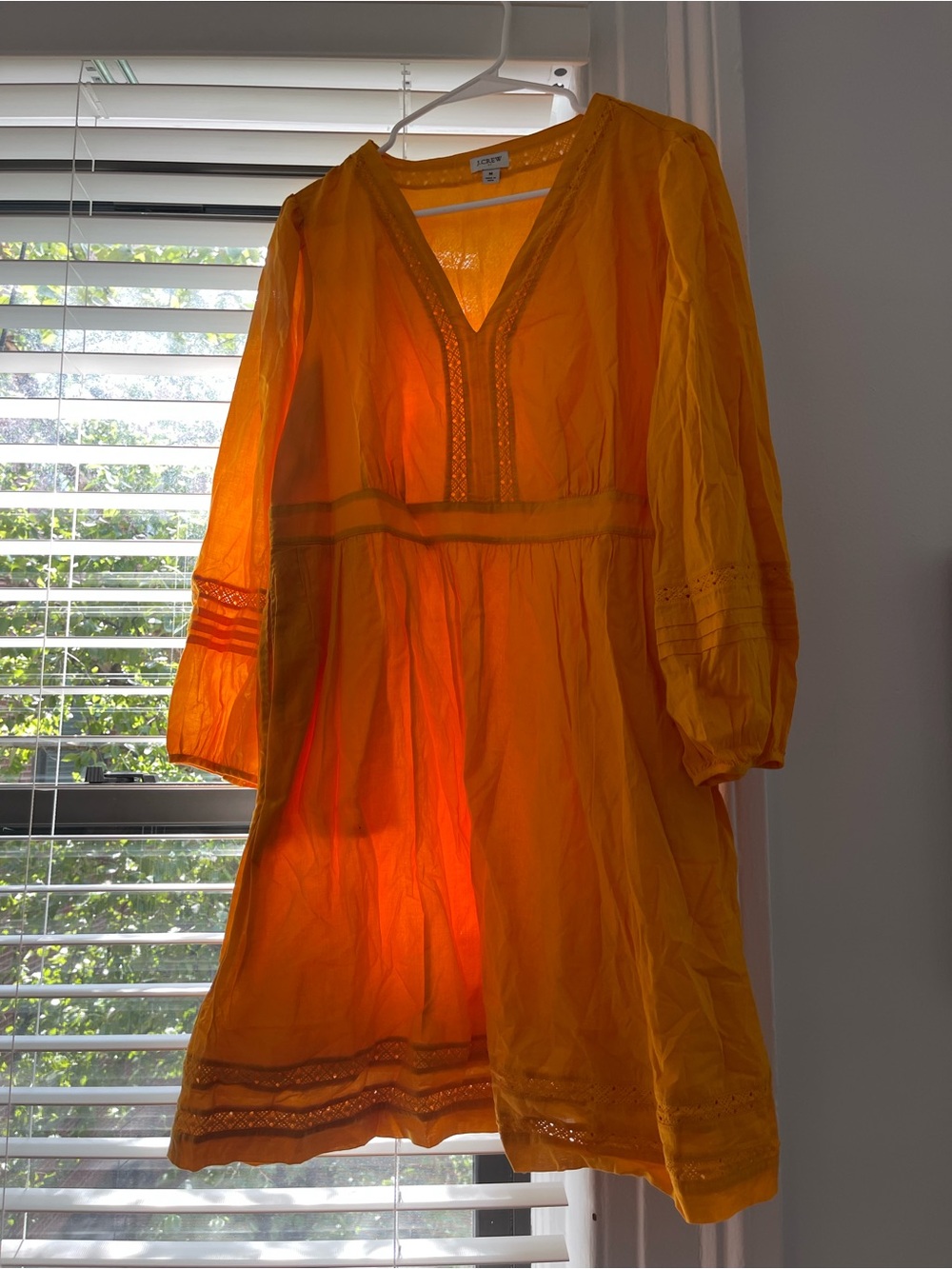 J. Crew Bright Orange Long-Sleeve V-Neck Dress